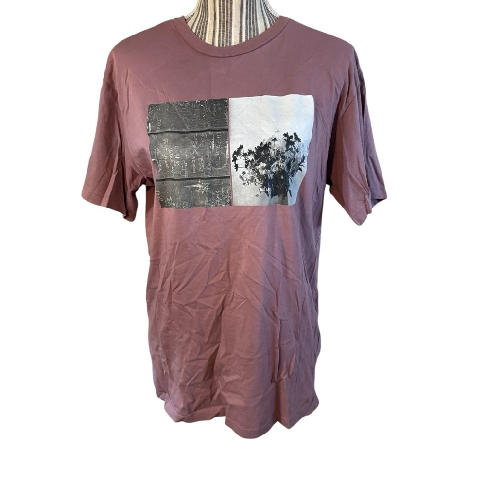H&M Graphic Tee Small Mauve /Dusty Rose 100% Cotton Shadows & Light Graphic Grey